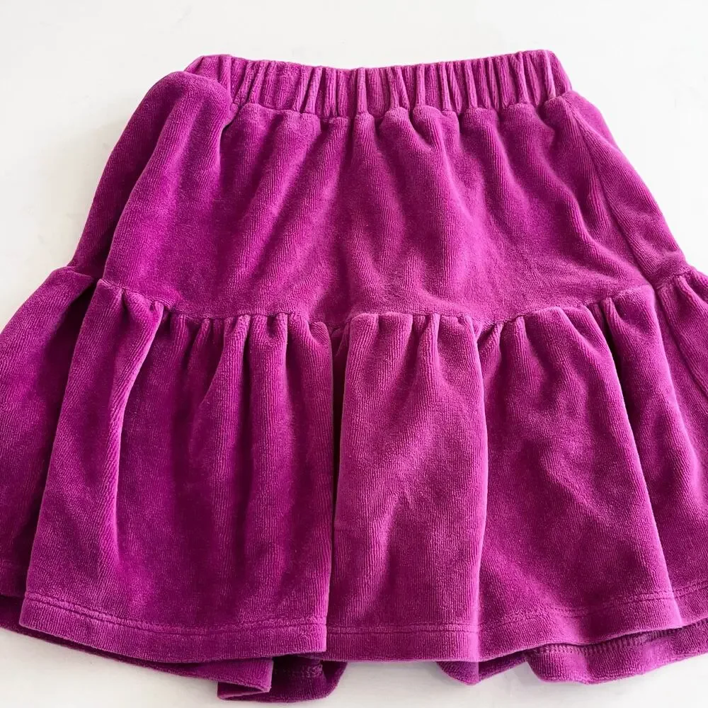 BOBO CHOSES heart velvet skirt in fuchsia 10-11